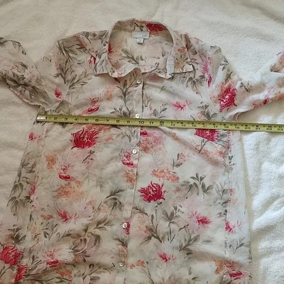 j.jill Sheer Long Sleeve Silk Blend Blouse - Picture 6 of 10